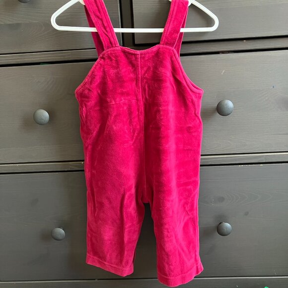 Opbaby Velour Floral Overalls 3-6M | Raspberry Red Plush Baby Romper GUC - Picture 15 of 16